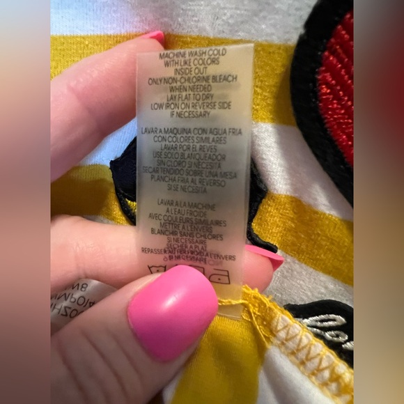 🆕 💛 NWT KARL LAGERFELD Paris Yellow White Stripe Balloon Sleeve T | Women’s XL - Picture 9 of 11